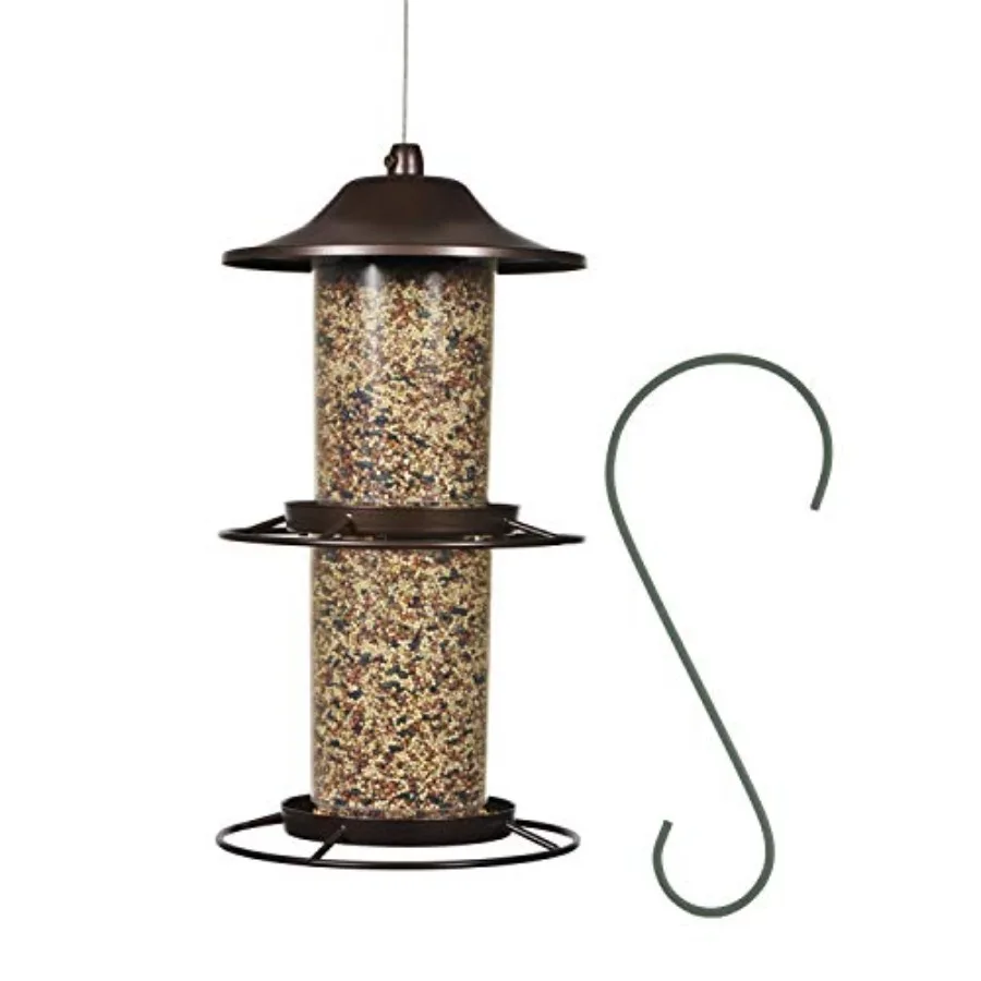Outdoor bird feeder for panoramic viewing durable plastic construction gray color 4.5 lb seed capacity includes hanging hook fo
Outdoor bird feeder for panoramic viewing durable plastic construction gray color 4.5 lb seed capacity includes hanging hook fo