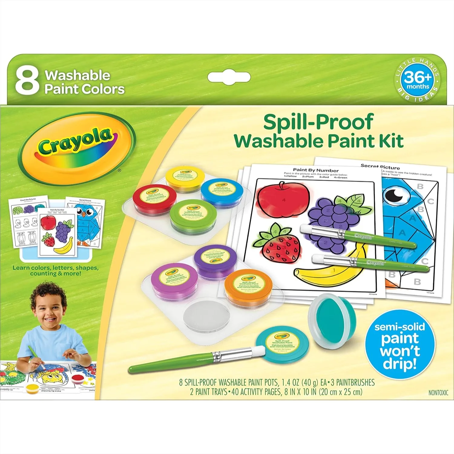Spill Proof Paint Set for Toddlers 8ct Washable Paint Kit with Brushes Pots Activity Pages Arts Crafts Gift Ages 3+
Spill Proof Paint Set for Toddlers 8ct Washable Paint Kit with Brushes Pots Activity Pages Arts Crafts Gift Ages 3+