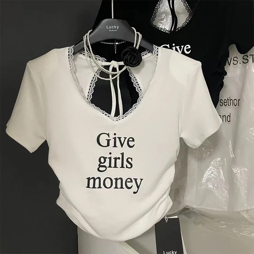 Y2K Sexy Backless Strap Streetwear Tops Women's Summer Lace Trim Short Sleeve Slim T-shirt Female E-girl Korean Chic Blouse New
Y2K Sexy Backless Strap Streetwear Tops Women's Summer Lace Trim Short Sleeve Slim T-shirt Female E-girl Korean Chic Blouse New