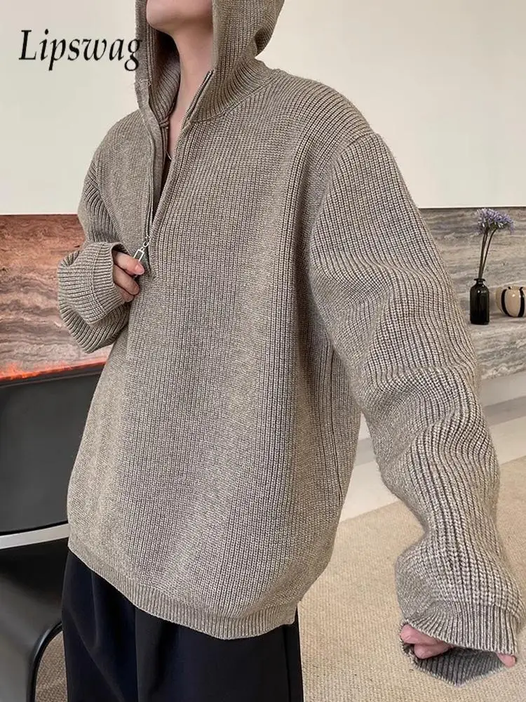 Streetwear Fashion Mens Knitted Hoodies 2025 Spring Trendy Zipper Hooded Sweatshirts Men Solid Color Long Sleeve Knit Sweaters
Streetwear Fashion Mens Knitted Hoodies 2025 Spring Trendy Zipper Hooded Sweatshirts Men Solid Color Long Sleeve Knit Sweaters