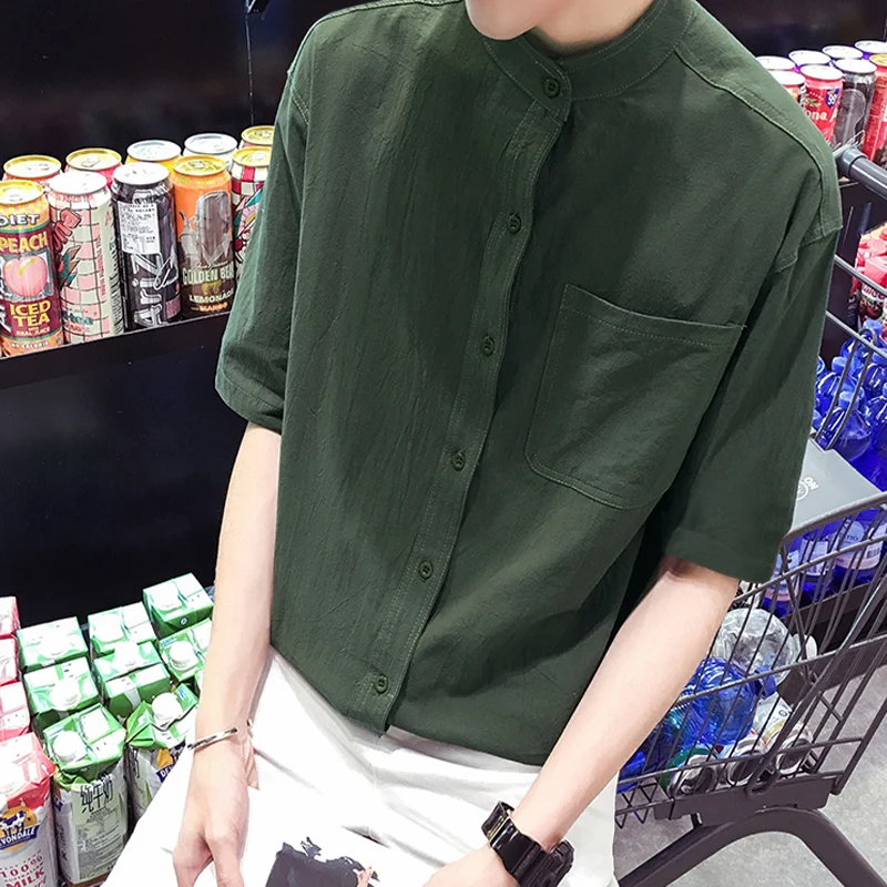 Loose Fit Cotton Linen Men's ort Sve irt Trendy Stand Collar Five Sve irt Youthful Summer Casual Wear
Loose Fit Cotton Linen Men's ort Sve irt Trendy Stand Collar Five Sve irt Youthful Summer Casual Wear