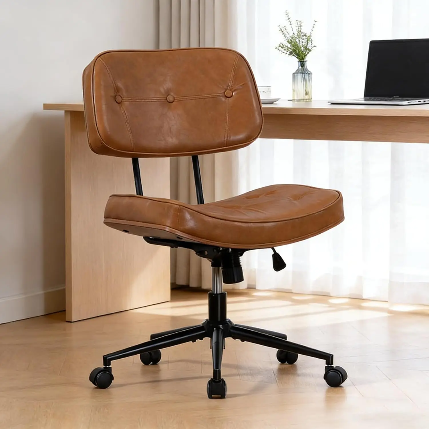 Armless PU Leather Office Chair Adjustable Swivel Rolling Criss Cross Leg Brown, Customized
Armless PU Leather Office Chair Adjustable Swivel Rolling Criss Cross Leg Brown, Customized