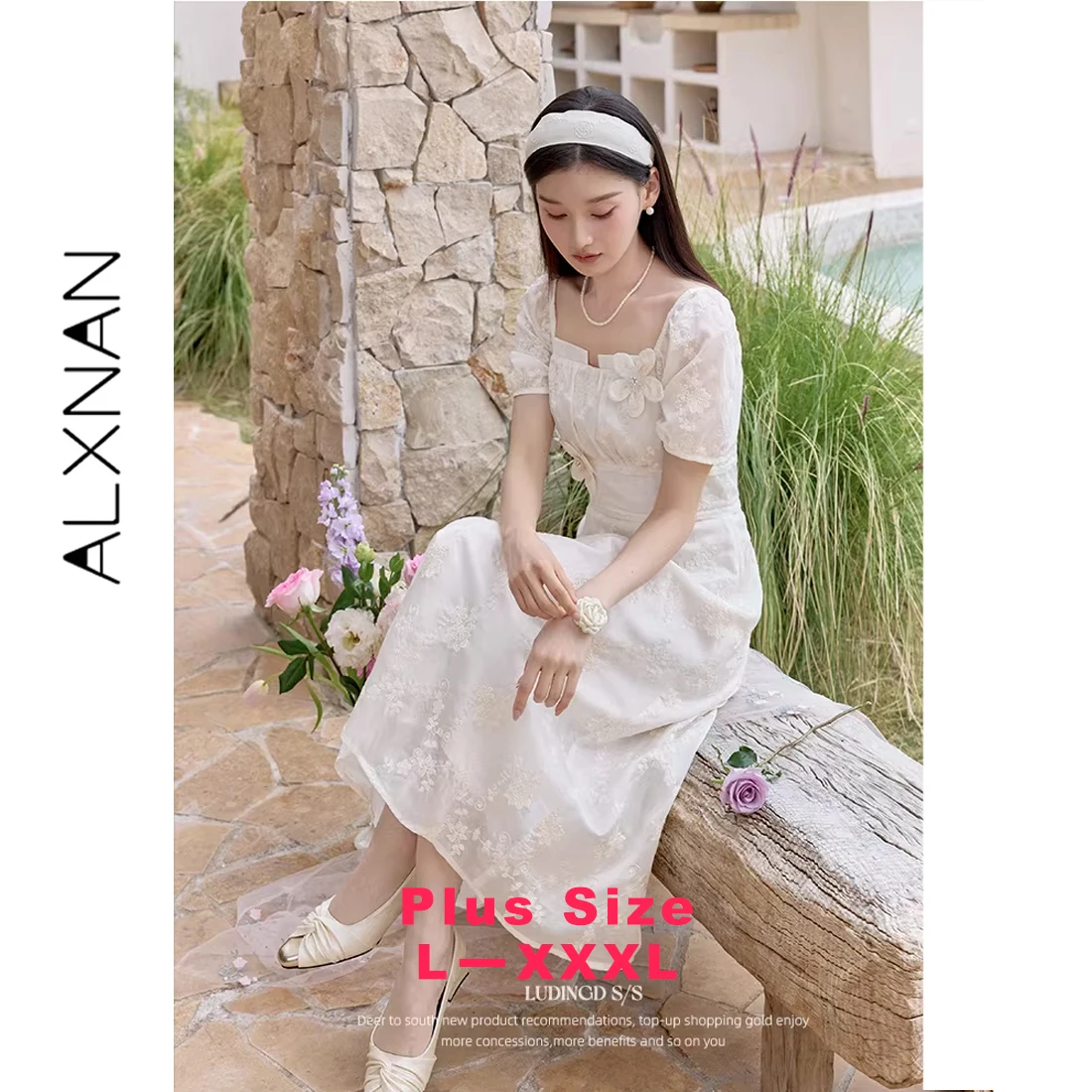 ALXNAN Plus Size Long Dress Elegant Square Neck Puff Sleeve Dress with 3D Floral Embroidery Summer Party Women's Dresses D10127
ALXNAN Plus Size Long Dress Elegant Square Neck Puff Sleeve Dress with 3D Floral Embroidery Summer Party Women's Dresses D10127