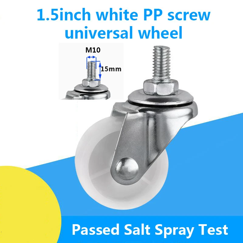 1.5 Inch M10 Threaded Stem White PP Swivel Caster Wheel, Light Duty Universal Caster for Tool Cart Beauty Salon Trolley
1.5 Inch M10 Threaded Stem White PP Swivel Caster Wheel, Light Duty Universal Caster for Tool Cart Beauty Salon Trolley