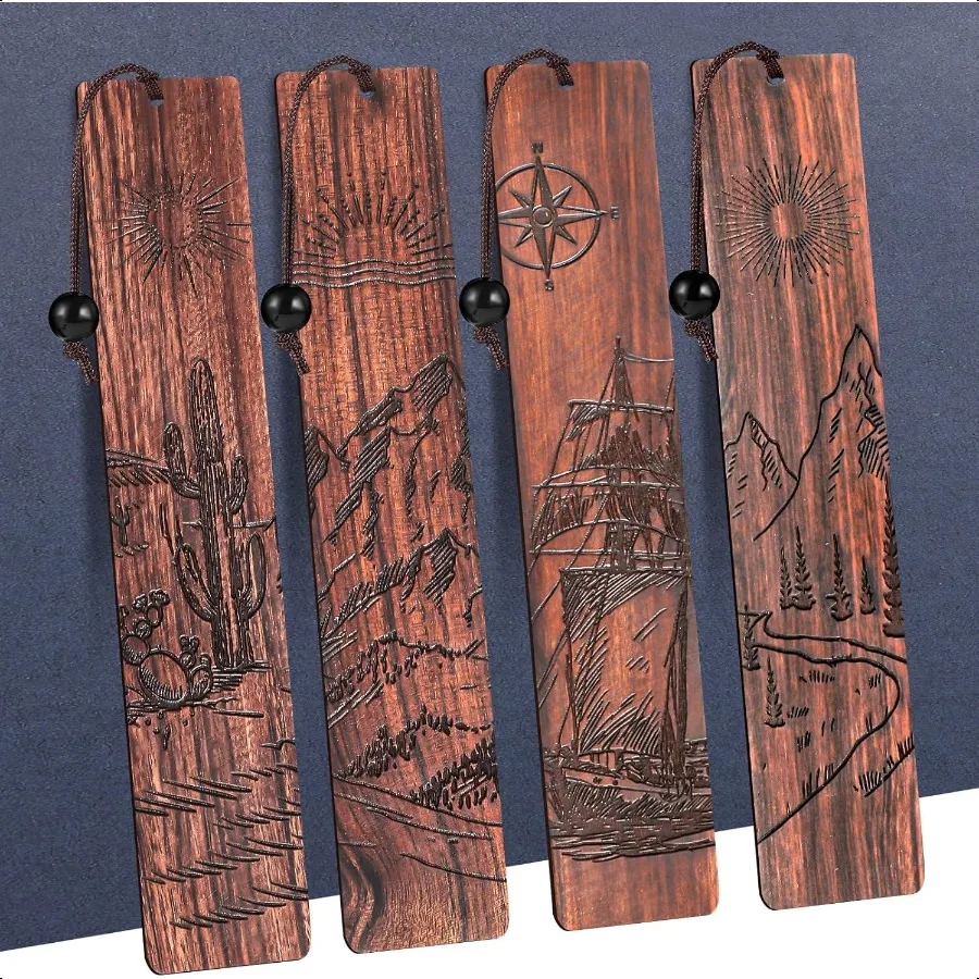 4Pcs Wood Bookmark for MenAdventure Wooden Carving Book Mark Vintage Bookmark Gift for Men Book Lovers Birthday Present Student
4Pcs Wood Bookmark for MenAdventure Wooden Carving Book Mark Vintage Bookmark Gift for Men Book Lovers Birthday Present Student