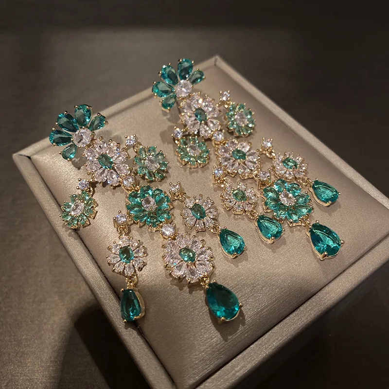 JitDoo Luxury Green Flower Tassel Earrings Female Sparkling Zircon Stone Party Wedding Bridal Jewelry Gift
JitDoo Luxury Green Flower Tassel Earrings Female Sparkling Zircon Stone Party Wedding Bridal Jewelry Gift