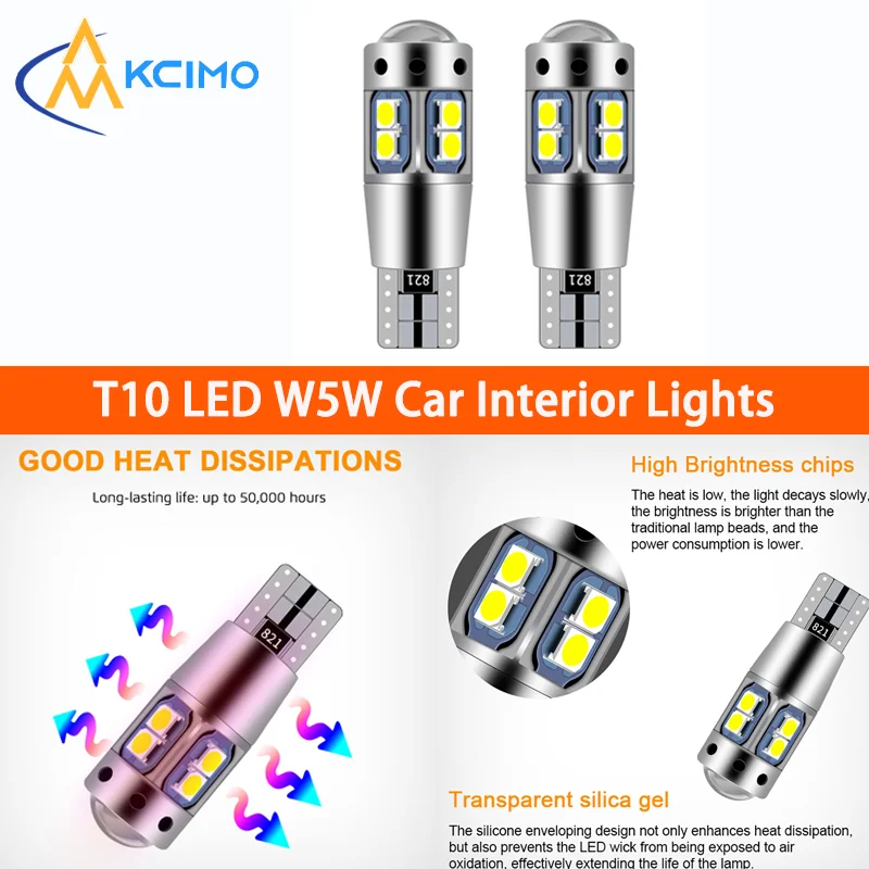 2Pcs T10 W5W CANBUS Anti-Error LED Bulbs, DC12V 800LM 3030 SMD Premium Waterproof Lamps for Side Marker & Interior Lighting
2Pcs T10 W5W CANBUS Anti-Error LED Bulbs, DC12V 800LM 3030 SMD Premium Waterproof Lamps for Side Marker & Interior Lighting