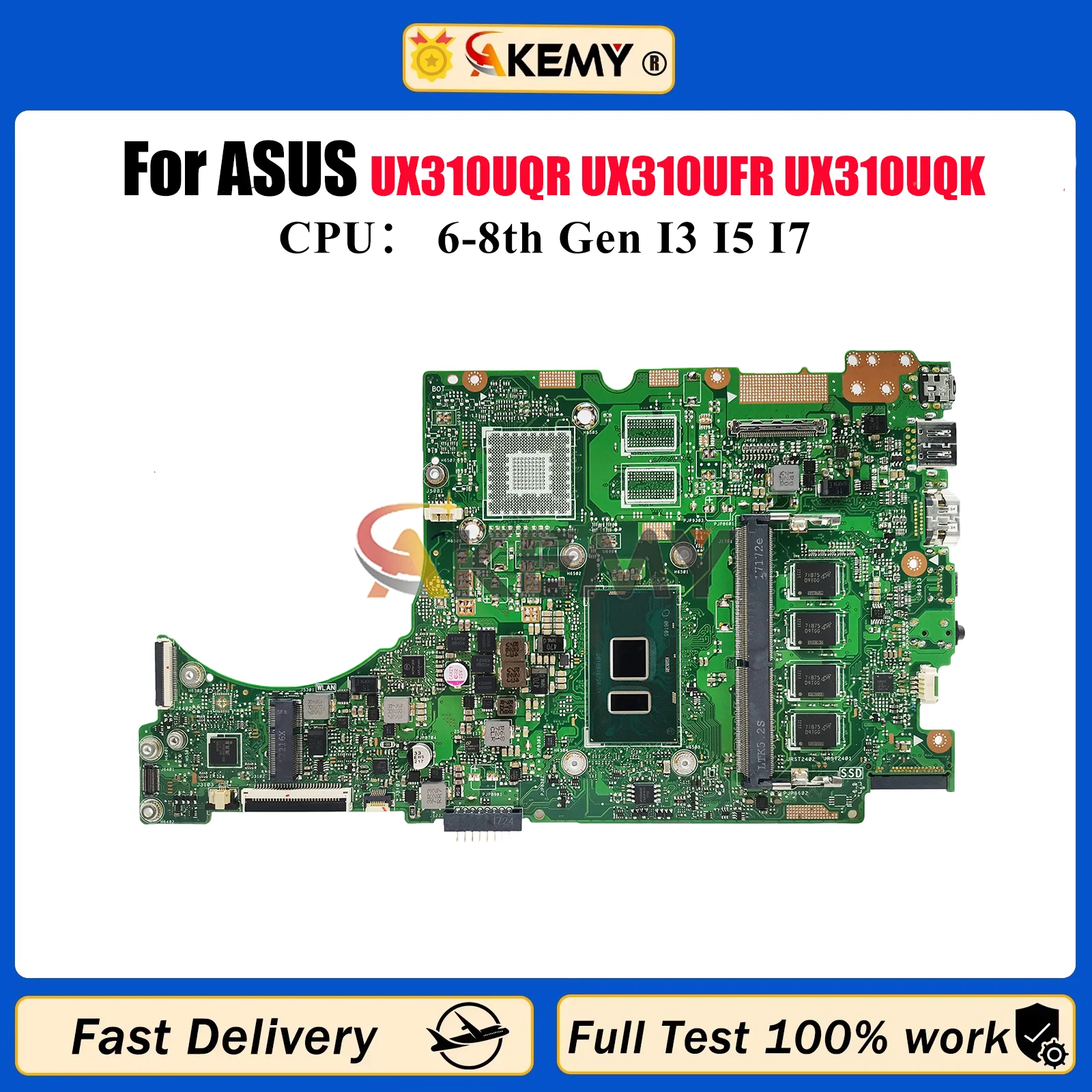 Материнская плата UX310UA для ноутбука ASUS RX310U U3000U UX310UV UX310UQ UX310UAK UX310UQR UX310UFR UX310UQK с процессором I3 I5 I7 
Материнская плата UX310UA для ноутбука ASUS RX310U U3000U UX310UV UX310UQ UX310UAK UX310UQR UX310UFR UX310UQK с процессором I3 I5 I7