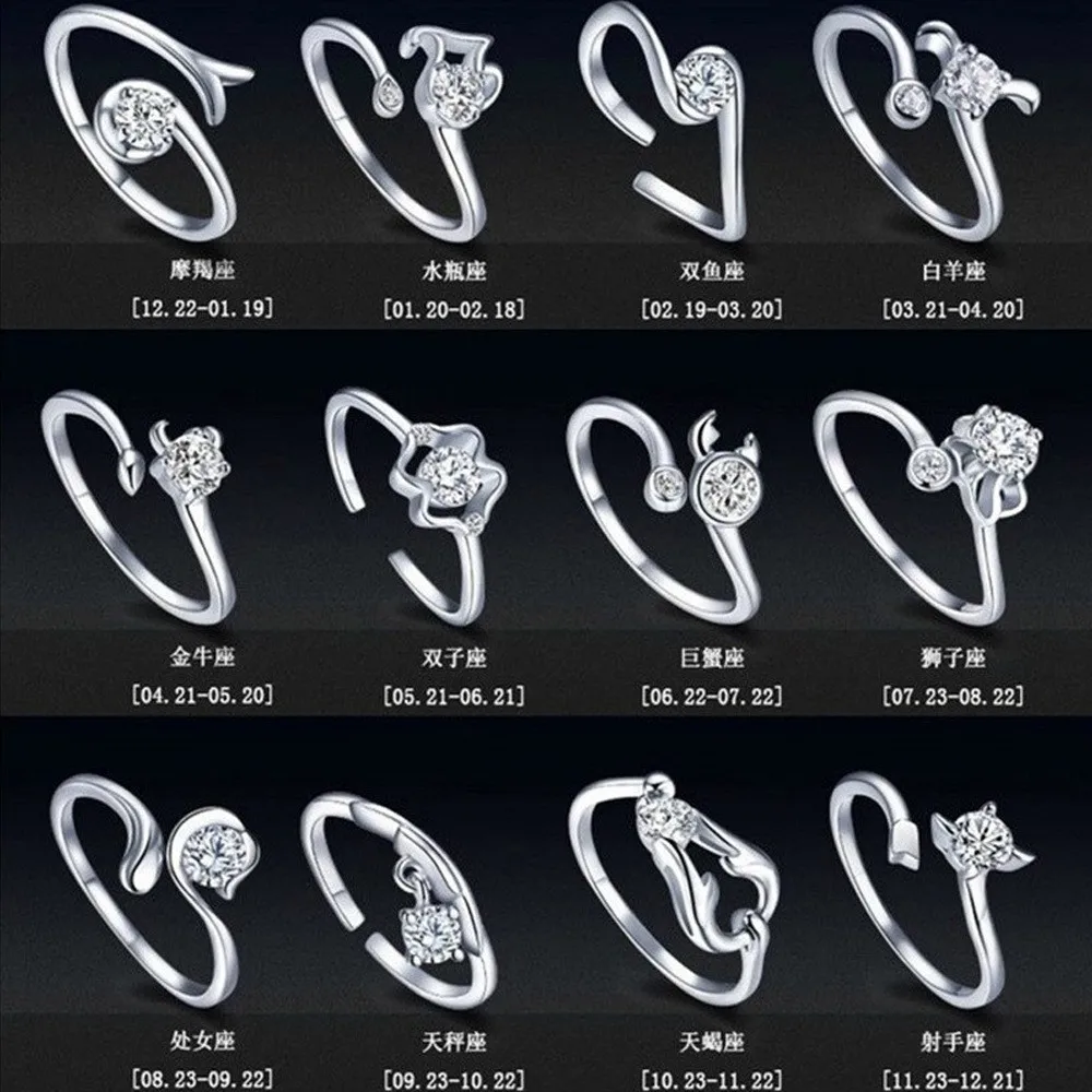 Luxurious 925 Sterling Silver Exquisite Zodiac Sign Ring for Women Party Charm Jewelry Gift Accessories
Luxurious 925 Sterling Silver Exquisite Zodiac Sign Ring for Women Party Charm Jewelry Gift Accessories