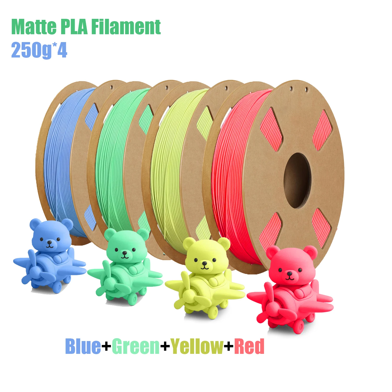 1.75mm Matte PLA Filament, 200g/250g/500g/1000g spools, fits most 3D printers, Red/Blue/Green/Yellow
1.75mm Matte PLA Filament, 200g/250g/500g/1000g spools, fits most 3D printers, Red/Blue/Green/Yellow