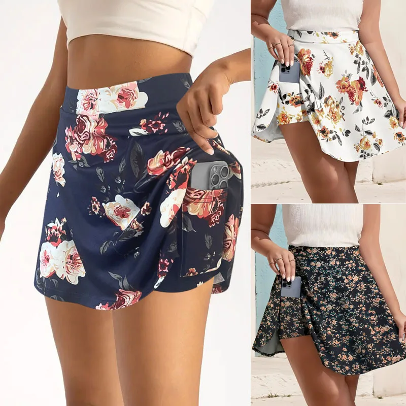 European and American cross-border floral print skirt women's summer high-waisted pleated sports skirt fake two short skirts
European and American cross-border floral print skirt women's summer high-waisted pleated sports skirt fake two short skirts