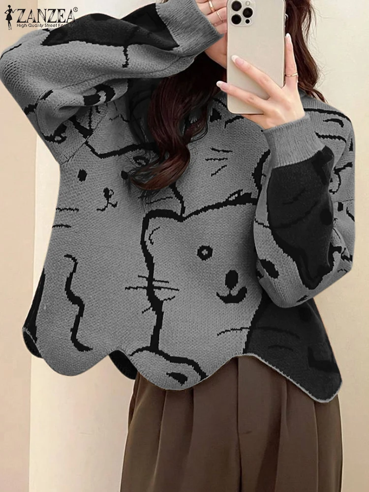 ZANZEA Casual Korean Fashion Pullovers 2025 Spring Women's Cute-Cats Print Long Sleeve Sweatshirts O-Neck Scalloped Hem Hoodies
ZANZEA Casual Korean Fashion Pullovers 2025 Spring Women's Cute-Cats Print Long Sleeve Sweatshirts O-Neck Scalloped Hem Hoodies