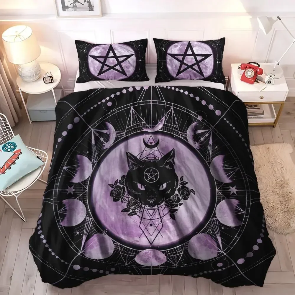 Wiccan Occult Black Cat Duvet Cover Set,Gothic Black Cat Bedding Sets Mysterious Sun and Moon Comforter Cover Queen Size
Wiccan Occult Black Cat Duvet Cover Set,Gothic Black Cat Bedding Sets Mysterious Sun and Moon Comforter Cover Queen Size