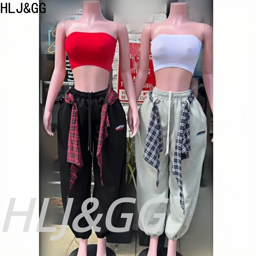 HLJ&GG Fashion Trend Sporty Jogger Pants Two Piece Sets Women Off Shoulder Tube+Drawstring Sweatpants Outfits Casual Streetwear
HLJ&GG Fashion Trend Sporty Jogger Pants Two Piece Sets Women Off Shoulder Tube+Drawstring Sweatpants Outfits Casual Streetwear