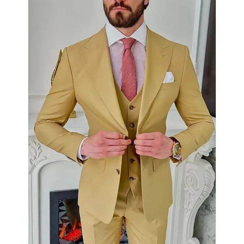 Men's clothing Light Yellow Single Breasted Men's Suit Three-pieces(Jacket+Pants+Vest)Chic Fashion Casual Party Prom Wedding Set
Men's clothing Light Yellow Single Breasted Men's Suit Three-pieces(Jacket+Pants+Vest)Chic Fashion Casual Party Prom Wedding Set