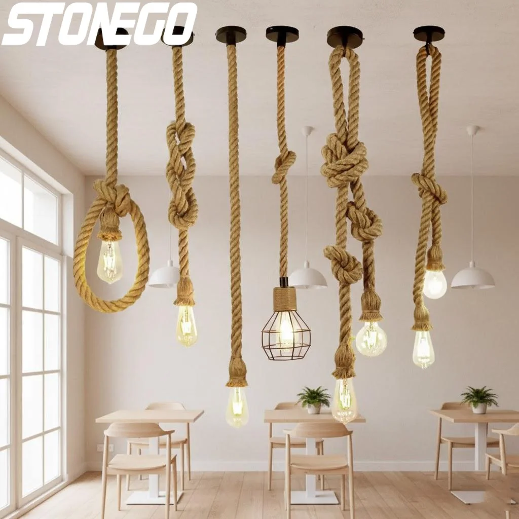 Retro Industrial Hemp Rope Chandelier Vintage Decorative Lighting Suitable for Restaurants Cafes Bars Shops
Retro Industrial Hemp Rope Chandelier Vintage Decorative Lighting Suitable for Restaurants Cafes Bars Shops