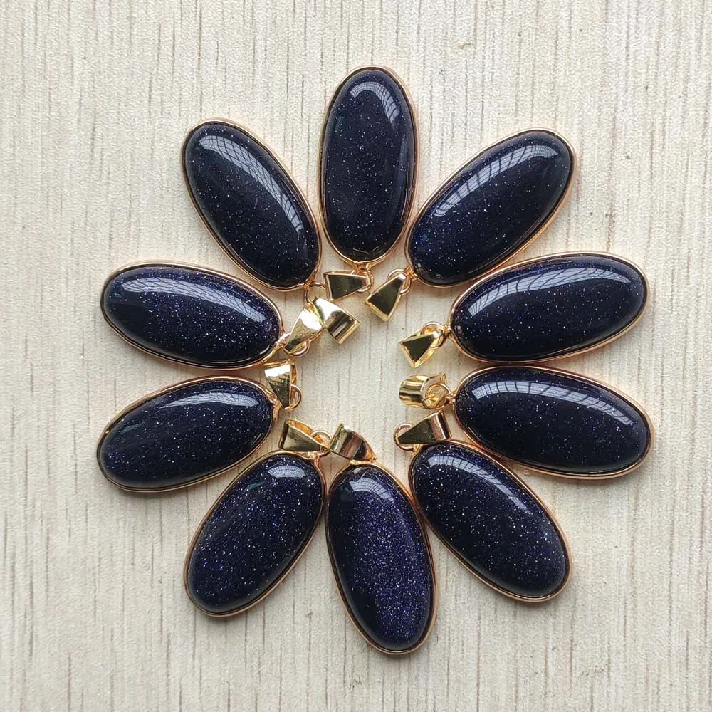Fashion Good quality blue sand stone gold color side oval shape pendants for jewelry making free shipping Wholesale 10pcs/lot
Fashion Good quality blue sand stone gold color side oval shape pendants for jewelry making free shipping Wholesale 10pcs/lot