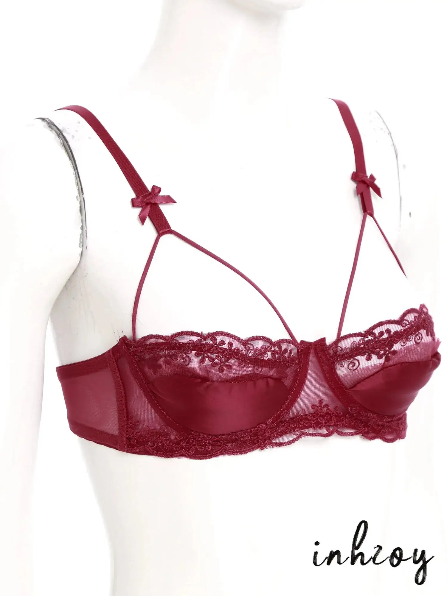 Women Ruffle Embroidered Lace Bra 1/2 Cup Demi Sheer Mesh Balconette Unlined Pad-free Hollow Out Push-up Underwired Lingerie Bra
Women Ruffle Embroidered Lace Bra 1/2 Cup Demi Sheer Mesh Balconette Unlined Pad-free Hollow Out Push-up Underwired Lingerie Bra
