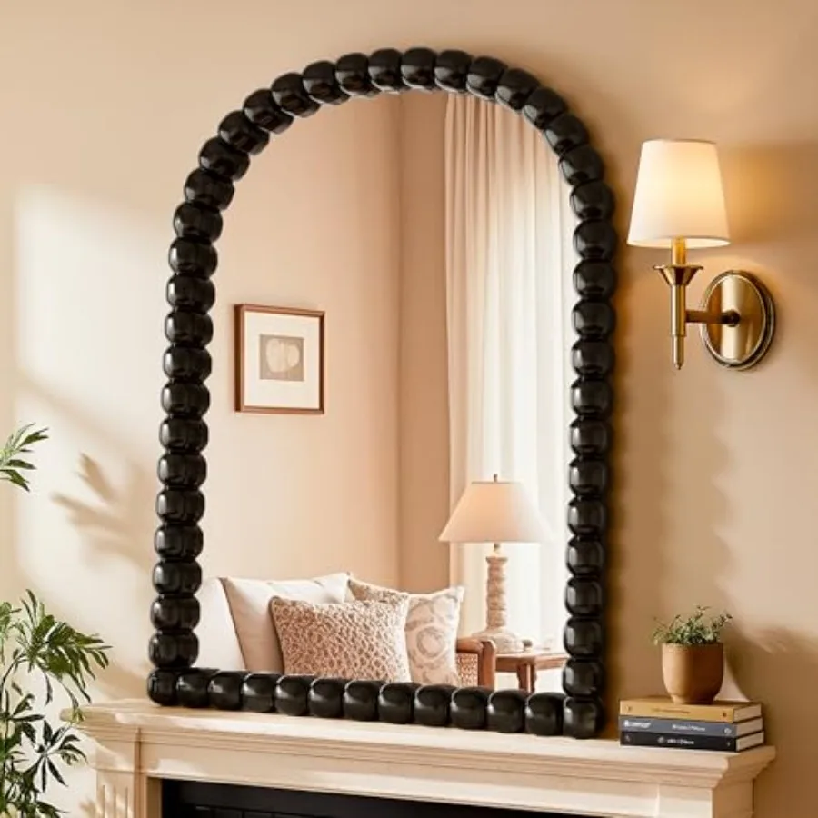 22"×30" Black Arched Bathroom Vanity Mirror Vintage Beaded Decorative Wall Mounted Makeup Mirror as Wall Decor Hanging Leaning
22"×30" Black Arched Bathroom Vanity Mirror Vintage Beaded Decorative Wall Mounted Makeup Mirror as Wall Decor Hanging Leaning