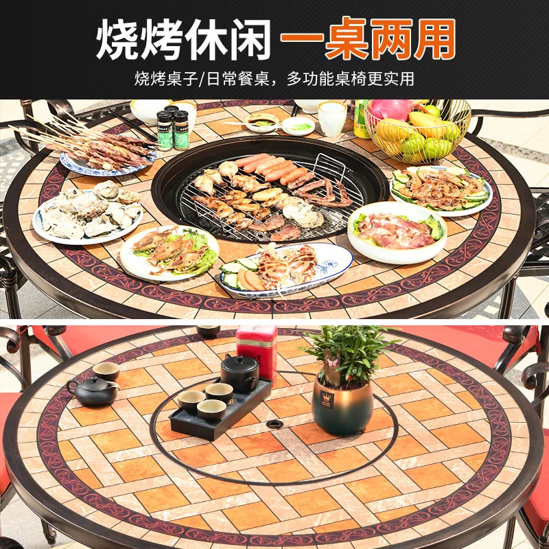 Outdoor BBQ table and chairs Villa open-air outdoor yard cast aluminum round table
Outdoor BBQ table and chairs Villa open-air outdoor yard cast aluminum round table