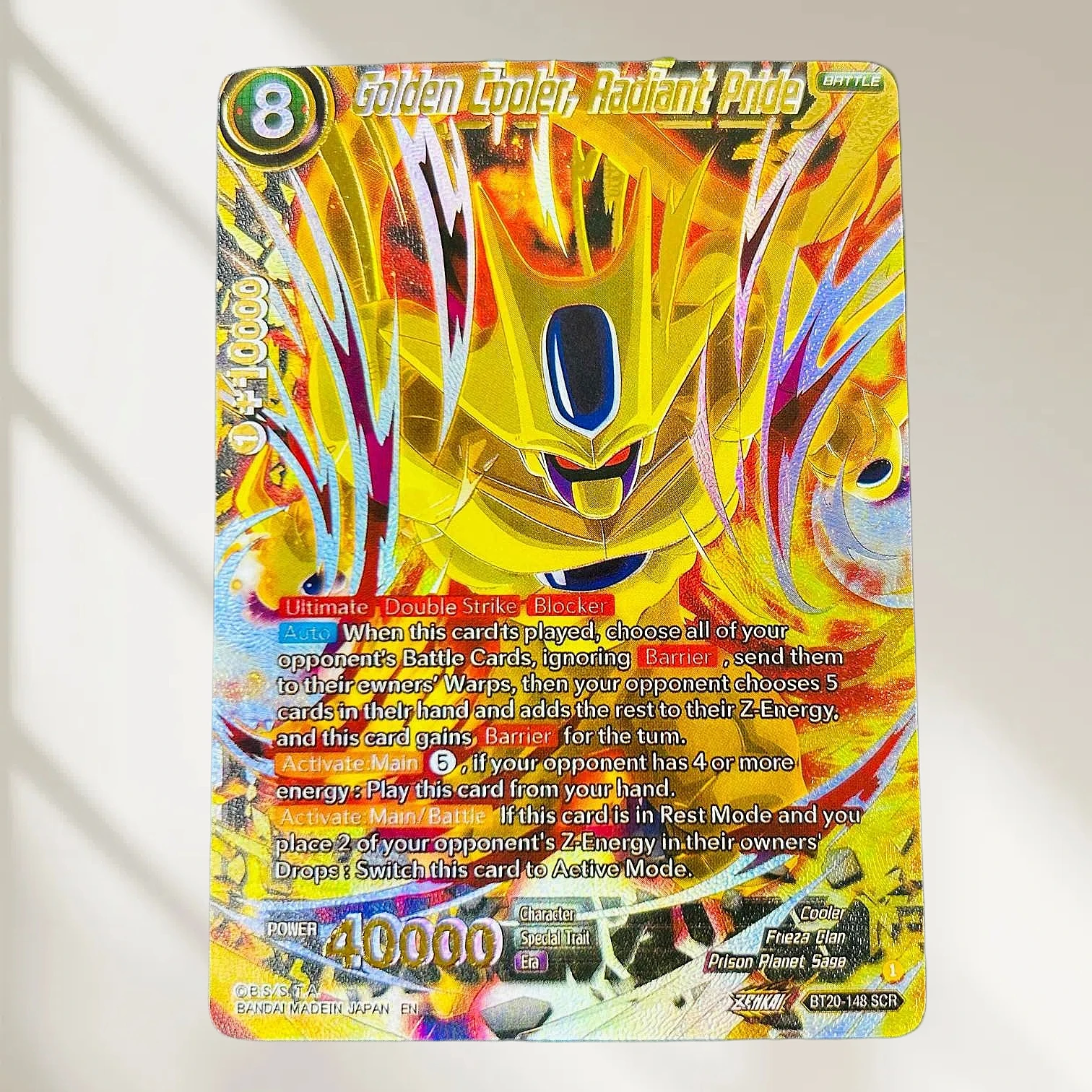 DIY Dragon Ball Golden Cooler Radiant Pride BT20-148 SCR English Gold Foil Texture Flash Card Classic Anime Collectible TCG
DIY Dragon Ball Golden Cooler Radiant Pride BT20-148 SCR English Gold Foil Texture Flash Card Classic Anime Collectible TCG