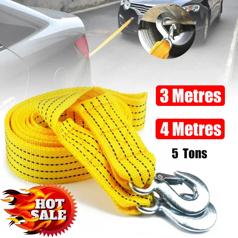 3M/4M Car Tow Cable 5 Ton Heavy Duty Tow Rope Yellow Tow Rope With Hook Truck Roadside Rescue Equipment Car Accessories
3M/4M Car Tow Cable 5 Ton Heavy Duty Tow Rope Yellow Tow Rope With Hook Truck Roadside Rescue Equipment Car Accessories
