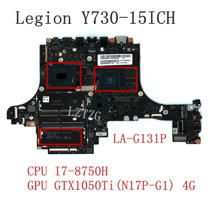 LA-G131P для Lenovo Legion Y730-15ICH, материнская плата для ноутбука, процессор I7-8750H GTX105OTi 4G FRU 5B20S56951 5B20S56957
LA-G131P для Lenovo Legion Y730-15ICH, материнская плата для ноутбука, процессор I7-8750H GTX105OTi 4G FRU 5B20S56951 5B20S56957