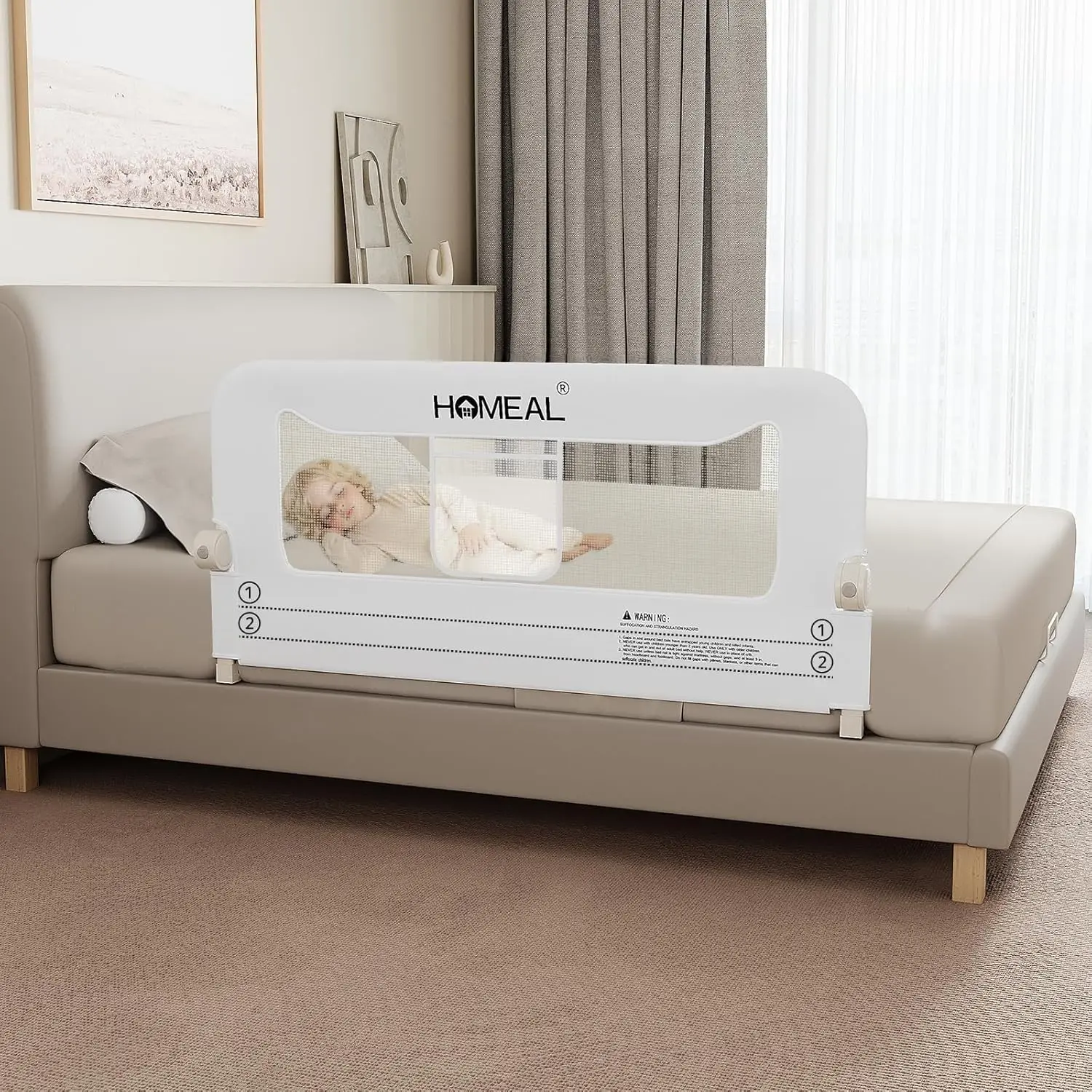 Foldable Toddler Bed Rail Guard with U-Shape Base, Fits Twin to King Beds, White - 47in Safety Barrier
Foldable Toddler Bed Rail Guard with U-Shape Base, Fits Twin to King Beds, White - 47in Safety Barrier