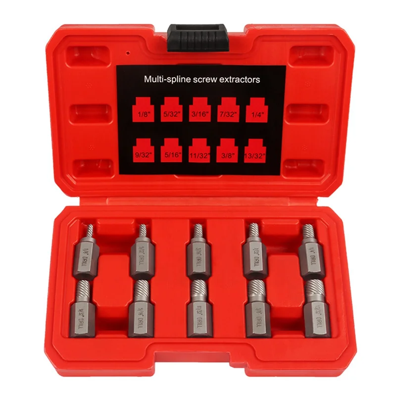 ABFY-Left Spiral 10PCS Multi-Spline Screw Extractor Set For Hex Head Broken Screw And Bolt Removal Tools
ABFY-Left Spiral 10PCS Multi-Spline Screw Extractor Set For Hex Head Broken Screw And Bolt Removal Tools