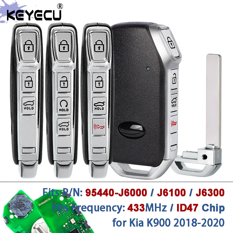 KEYECU 95440-J6000 95440-J6100 95440-J6300 433 МГц ID47 Чип приближения Keyless-Go Smart Remote Key Fob для Kia K900 2018-2020
KEYECU 95440-J6000 95440-J6100 95440-J6300 433 МГц ID47 Чип приближения Keyless-Go Smart Remote Key Fob для Kia K900 2018-2020