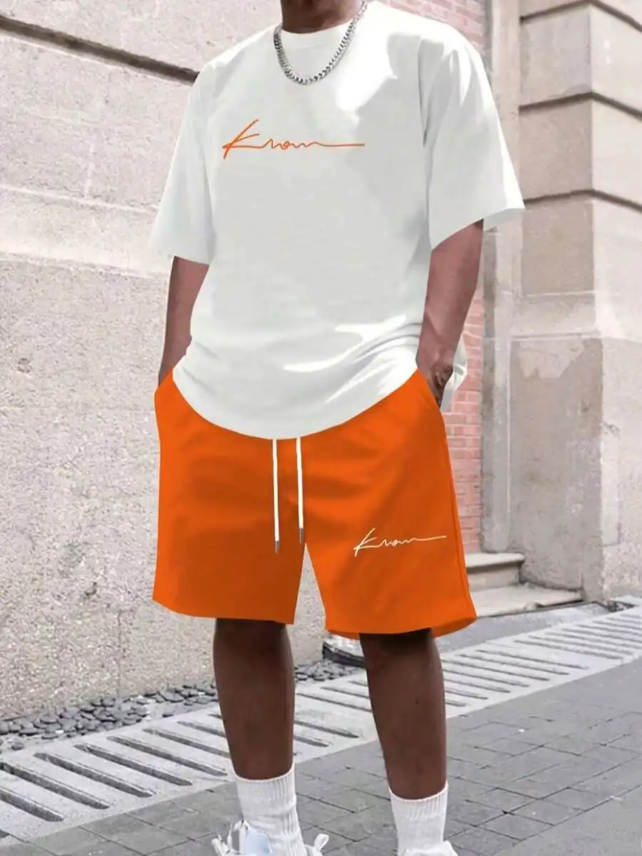 Mens Letter Print Round Neck Short Sleeve T-Shirt And Shorts Casual Set
Mens Letter Print Round Neck Short Sleeve T-Shirt And Shorts Casual Set