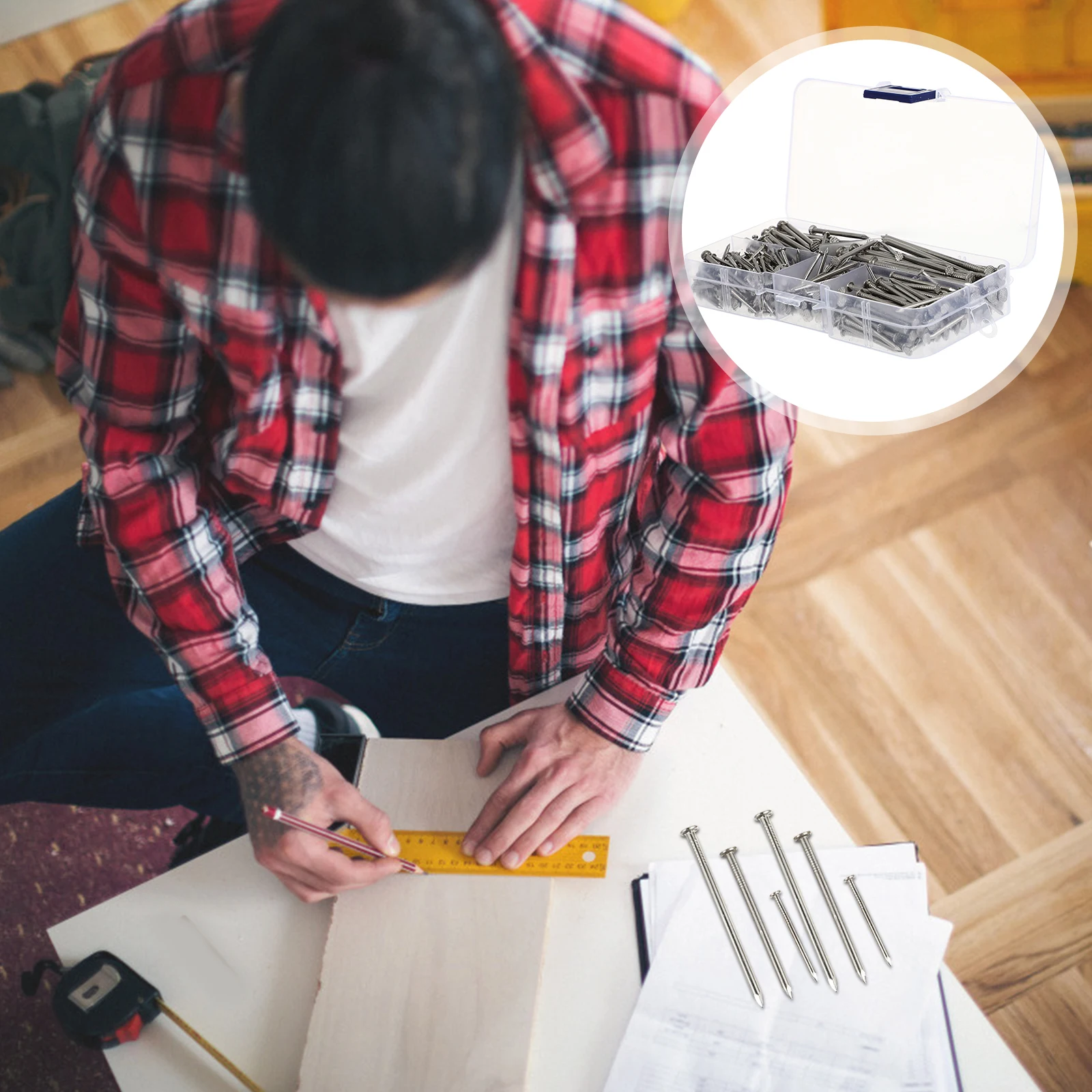 460pcs Stainless Strong Nail Assortment Flat Head Nails For Hanging Pictures Wood Masonry Nails For Wood Diy Crafts
460pcs Stainless Strong Nail Assortment Flat Head Nails For Hanging Pictures Wood Masonry Nails For Wood Diy Crafts
