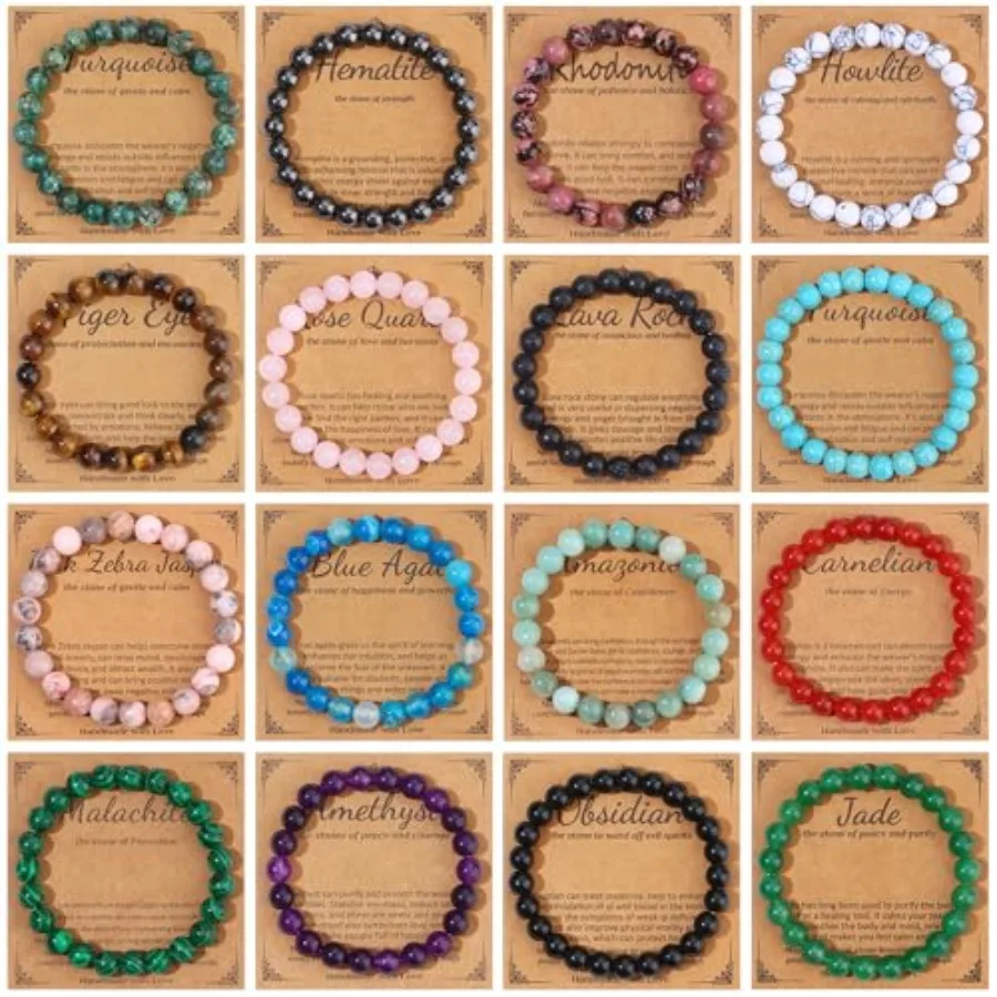 16 PCS Healing Crystal Bracelet for Women Men 8mm Natural Stone Beaded Bracelets Round Gemstones Stretch Bead Bracelet Birthday
16 PCS Healing Crystal Bracelet for Women Men 8mm Natural Stone Beaded Bracelets Round Gemstones Stretch Bead Bracelet Birthday