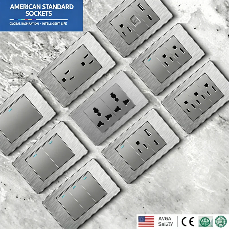 US Wall Switch Power Socket with USB Type-c Quick Charger,American Mexico Stainless steel panel Plug Outlet,Light Switch Panel
US Wall Switch Power Socket with USB Type-c Quick Charger,American Mexico Stainless steel panel Plug Outlet,Light Switch Panel
