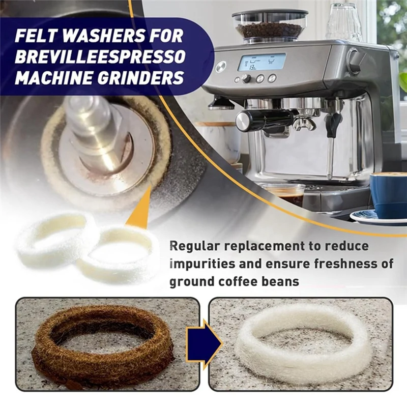 【BUY NOW】10pcs Felt Washer Replacement for Breville Espresso BES870 Felt Washer Lower Burr Wool Ring for Cleaning Coffee Machine
【BUY NOW】10pcs Felt Washer Replacement for Breville Espresso BES870 Felt Washer Lower Burr Wool Ring for Cleaning Coffee Machine