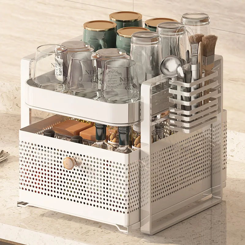 Pull-out cup rack Shelf Water cup Teacup set Glass cup storage Desktop double-layer tray Household drain
Pull-out cup rack Shelf Water cup Teacup set Glass cup storage Desktop double-layer tray Household drain