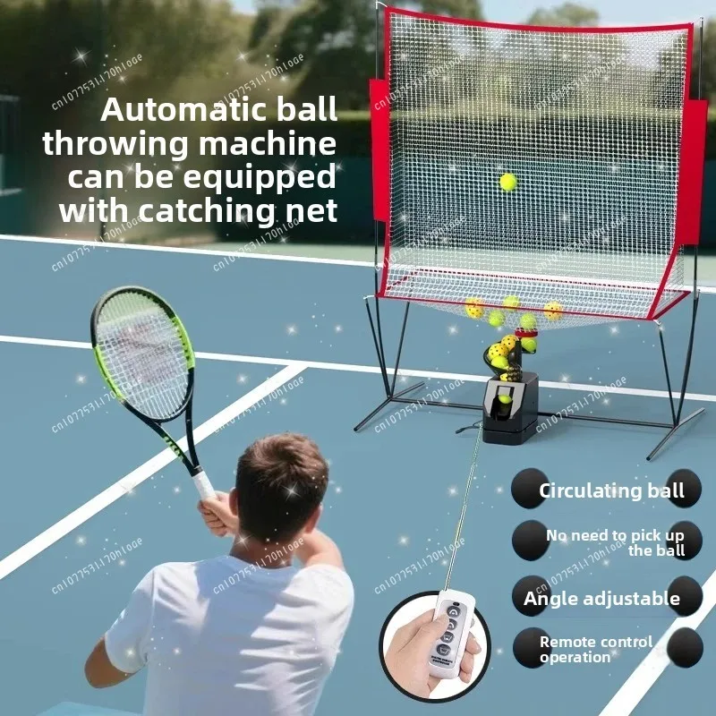 Универсальный теннисный станок для метания мячей, тренажер с дистанционным управлением, кормушка для мячей, один игрок с сеткой для ловли
Универсальный теннисный станок для метания мячей, тренажер с дистанционным управлением, кормушка для мячей, один игрок с сеткой для ловли