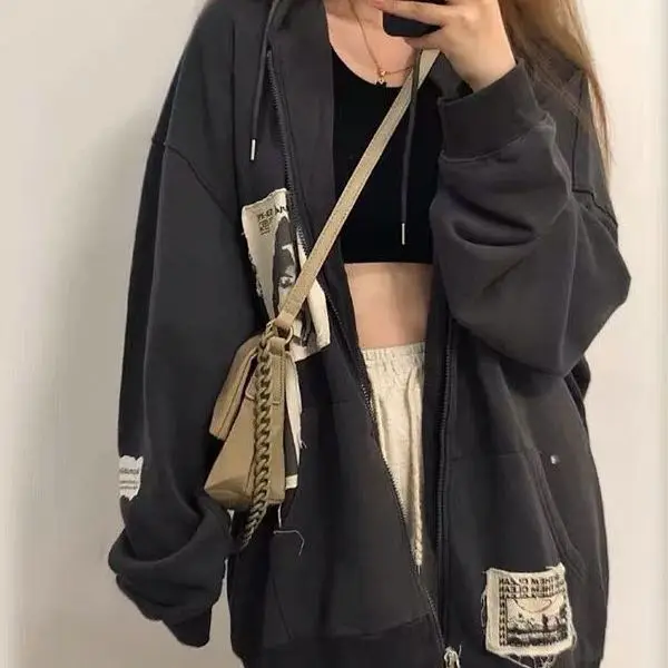 American retro oversiz coat women's spring and autumn thin loose lazy wind cardigan hooded couple sweater tide ins
American retro oversiz coat women's spring and autumn thin loose lazy wind cardigan hooded couple sweater tide ins