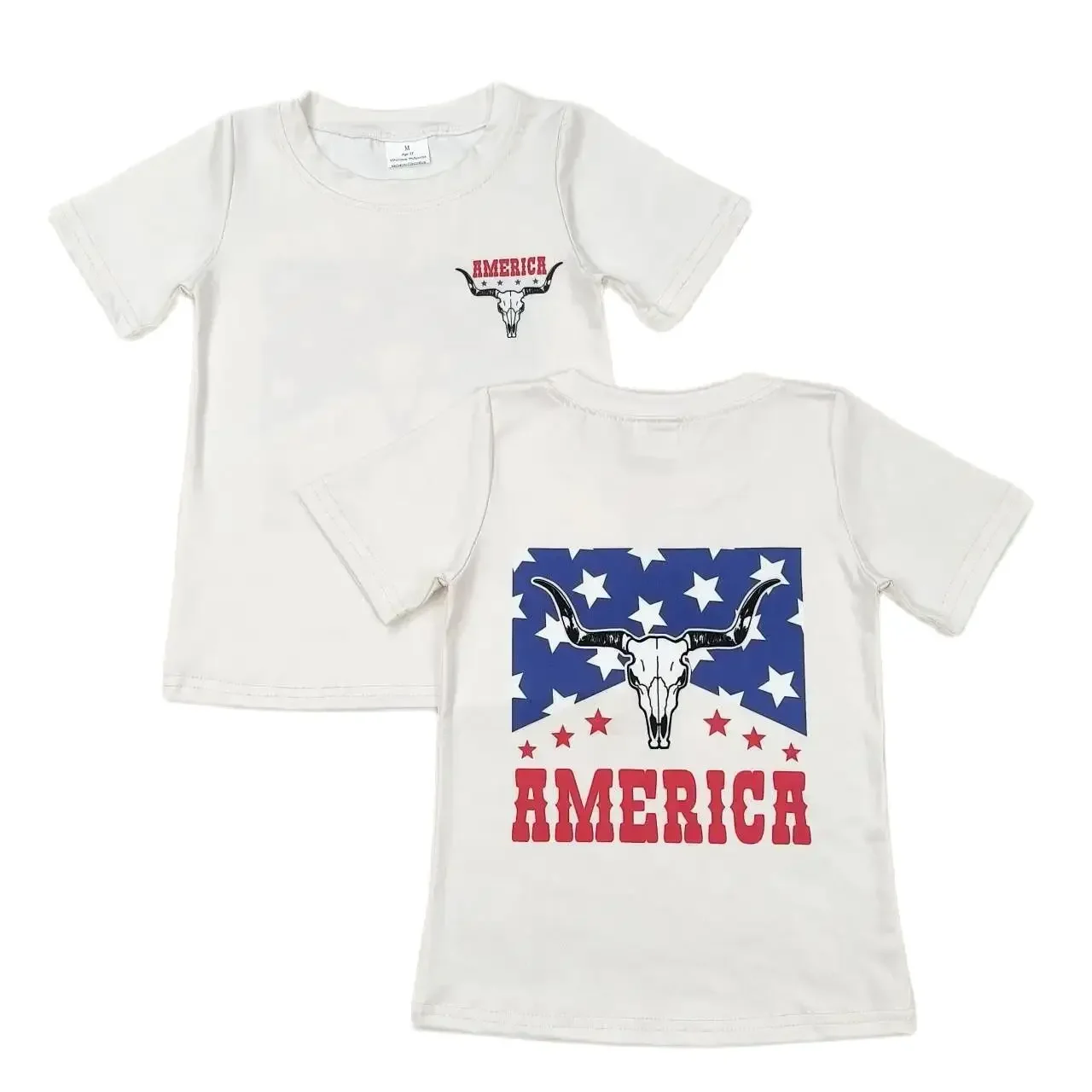 GT0465 Kids Girls Clothes Short Sleeves Top America Star Alpine Bull Head Print With Children Clothes
GT0465 Kids Girls Clothes Short Sleeves Top America Star Alpine Bull Head Print With Children Clothes
