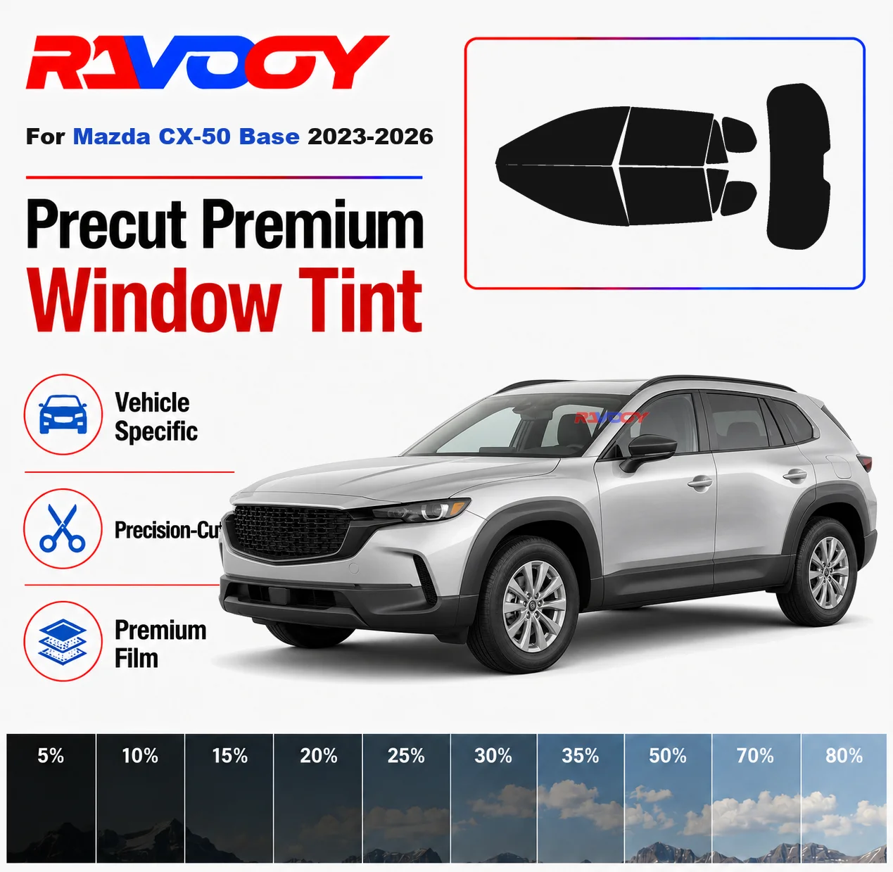 Premium Precut Window Tint Kit Front Rear Windows Rear Windshield For Mazda CX-50 Base 2023-2026 Complete Set Nano Ceramic Film
Premium Precut Window Tint Kit Front Rear Windows Rear Windshield For Mazda CX-50 Base 2023-2026 Complete Set Nano Ceramic Film