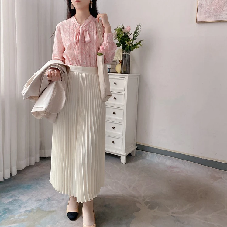 Ele Long Gown Summer Autumn High Waist A-Line Skirt Silk Texture Cr White Fairy T Beau f-length Skirt 
Ele Long Gown Summer Autumn High Waist A-Line Skirt Silk Texture Cr White Fairy T Beau f-length Skirt