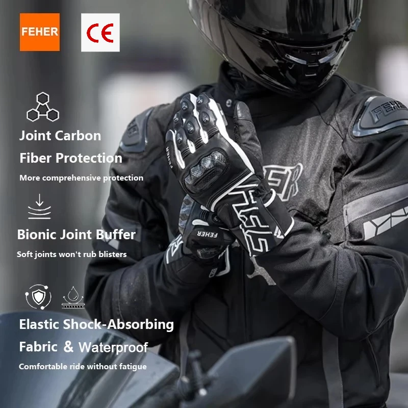 Men Winter FEHER Motorcycle Gloves, Waterproof Warm Genuine Leather, Carbon Fiber & Touchscreen Design for Motorbike Riders
Men Winter FEHER Motorcycle Gloves, Waterproof Warm Genuine Leather, Carbon Fiber & Touchscreen Design for Motorbike Riders