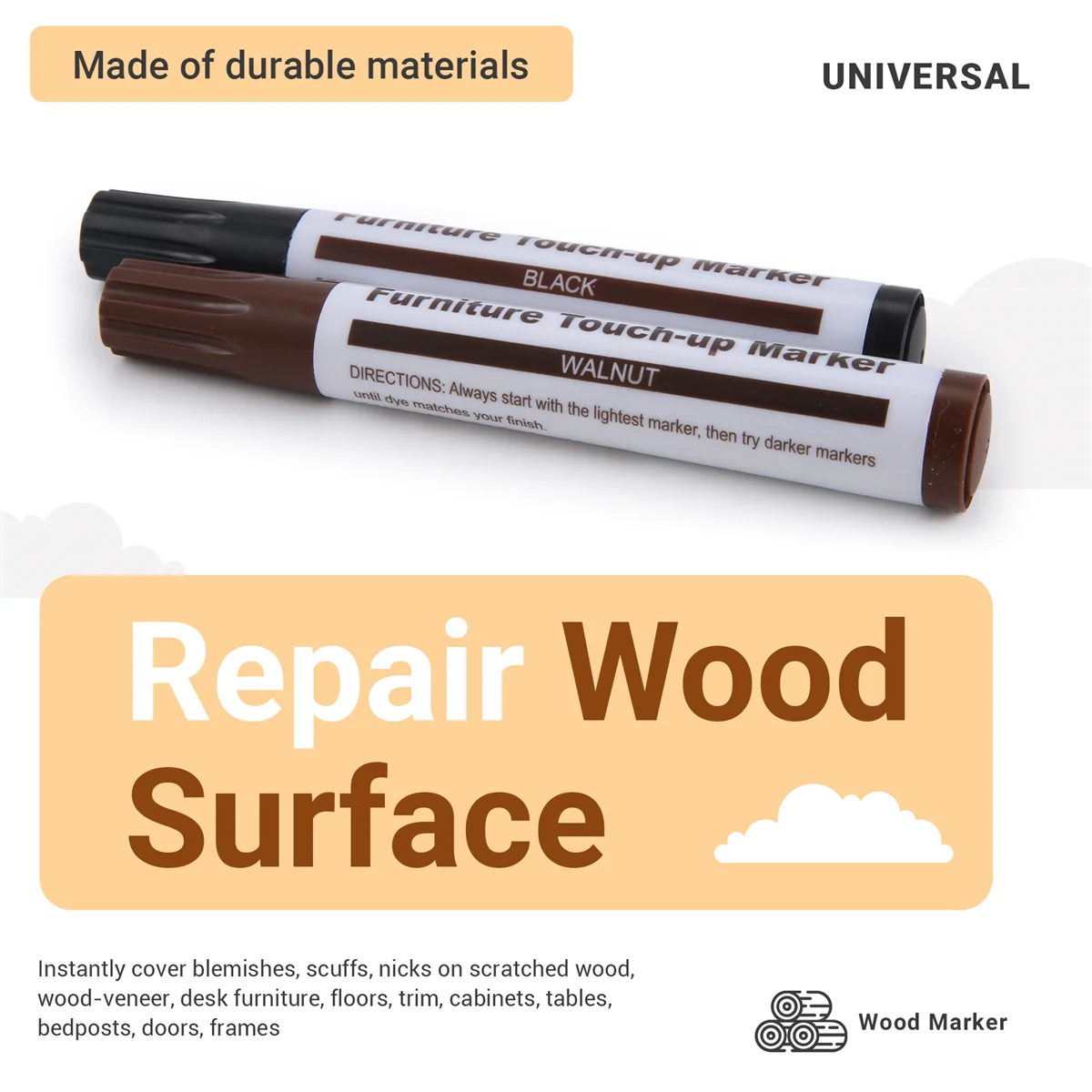 ABLK Furniture Repair Kit Wood Markers - Set of 17 - Markers and Wax Sticks with Sharpener Kit, for Scratches, Wood Floors
ABLK Furniture Repair Kit Wood Markers - Set of 17 - Markers and Wax Sticks with Sharpener Kit, for Scratches, Wood Floors