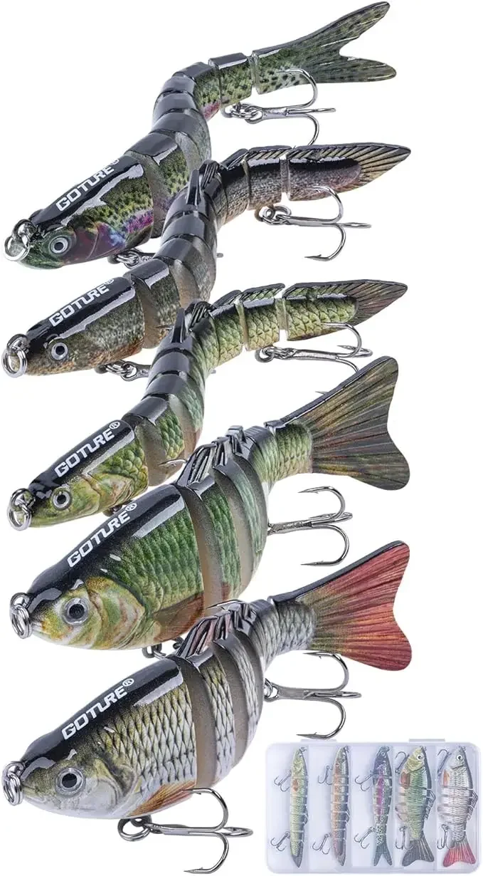 Goture, 5 шт., шарнирная приманка для плавания, медленно раковина, окуня, приманка для форели, судака, щуки, многосегментное действие, пресное/соленое действие, с коробкой, 3D глаза
Goture, 5 шт., шарнирная приманка для плавания, медленно раковина, окуня, приманка для форели, судака, щуки, многосегментное действие, пресное/соленое действие, с коробкой, 3D глаза