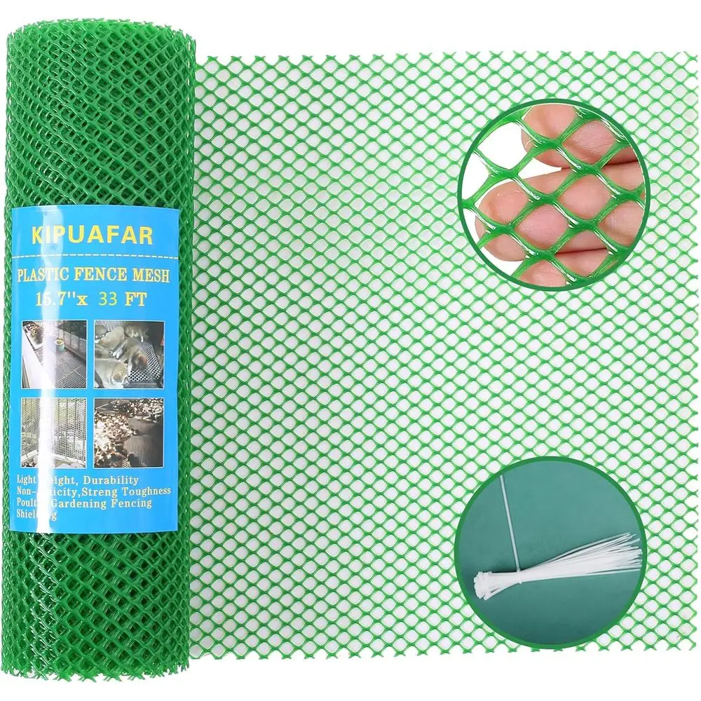 Heavy Duty 15.7 x 33FT Green Plastic Chicken Wire Netting for Balcony, Garden, and Pet Safety
Heavy Duty 15.7 x 33FT Green Plastic Chicken Wire Netting for Balcony, Garden, and Pet Safety