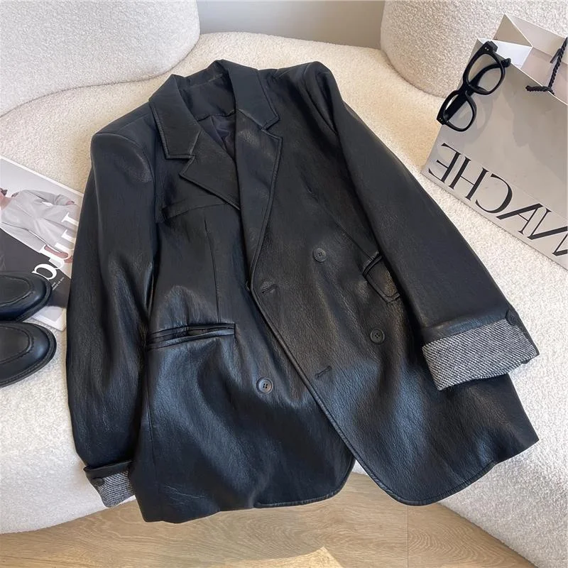Black Leather Jacket Women's Fashion Loose Style Korean Version Autumn New Arrival High-End Feel Suit Coat Trendy Top
Black Leather Jacket Women's Fashion Loose Style Korean Version Autumn New Arrival High-End Feel Suit Coat Trendy Top