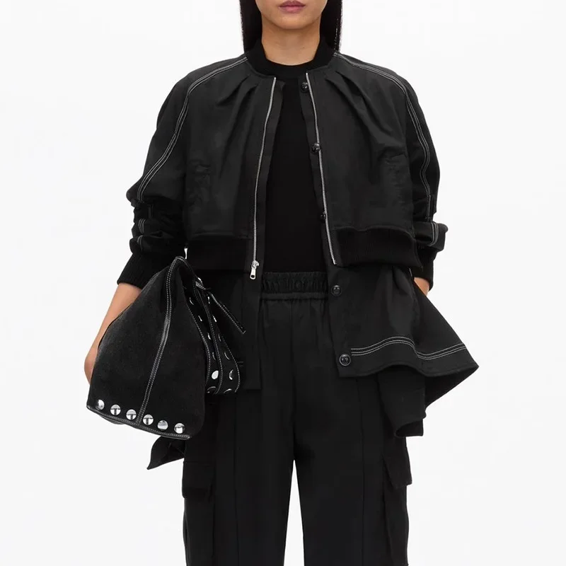 Women 2024 Autumn New Solid Color Round Neck Zipper Splicing Loose Long-sleeved Jacket
Women 2024 Autumn New Solid Color Round Neck Zipper Splicing Loose Long-sleeved Jacket