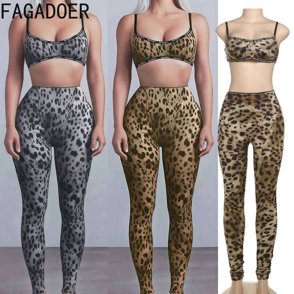 FAGADOER Fashion Leopard Print 2 Piece Sets Woman Outfit Spaghetti Strap Crop Camis + Slim Pant Suit Fashion Party Club Clothing
FAGADOER Fashion Leopard Print 2 Piece Sets Woman Outfit Spaghetti Strap Crop Camis + Slim Pant Suit Fashion Party Club Clothing