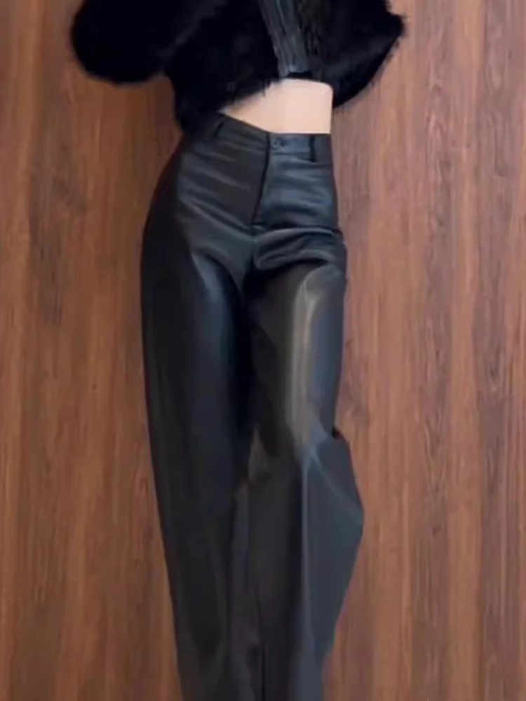 Bla Slim Fit High Waist Faux Leather Pants Women's Autumn Winter New Sle Faionable Versatile Drapey Wide Leg Trousers
Bla Slim Fit High Waist Faux Leather Pants Women's Autumn Winter New Sle Faionable Versatile Drapey Wide Leg Trousers