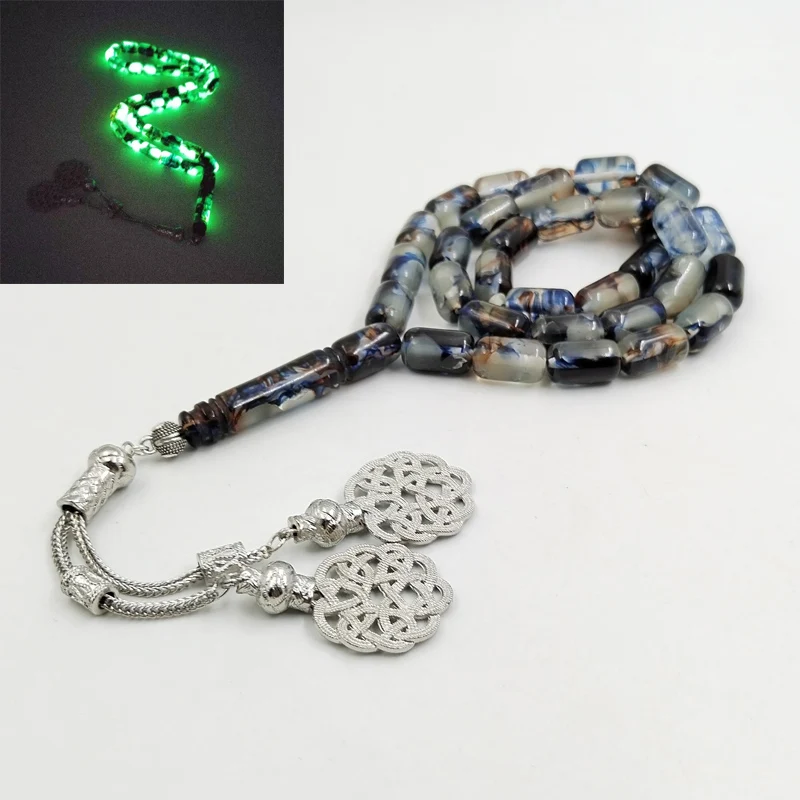 Tasbih Luminous Blue Resin with metal Trabzon tassel muslim Ramadan gift misbaha turkish fashion arabic prayer beads bracelet
Tasbih Luminous Blue Resin with metal Trabzon tassel muslim Ramadan gift misbaha turkish fashion arabic prayer beads bracelet
